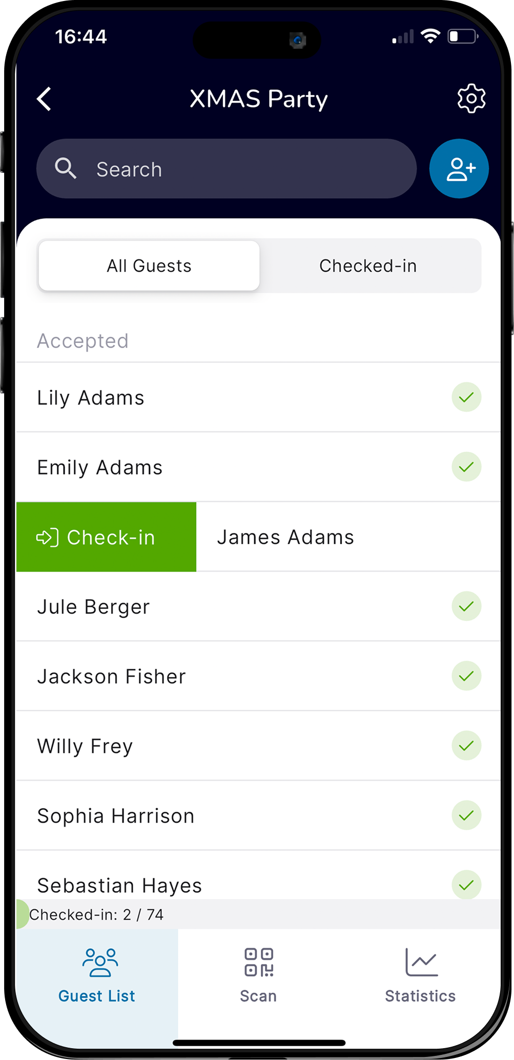 eyevip Check-in-App Screenshot