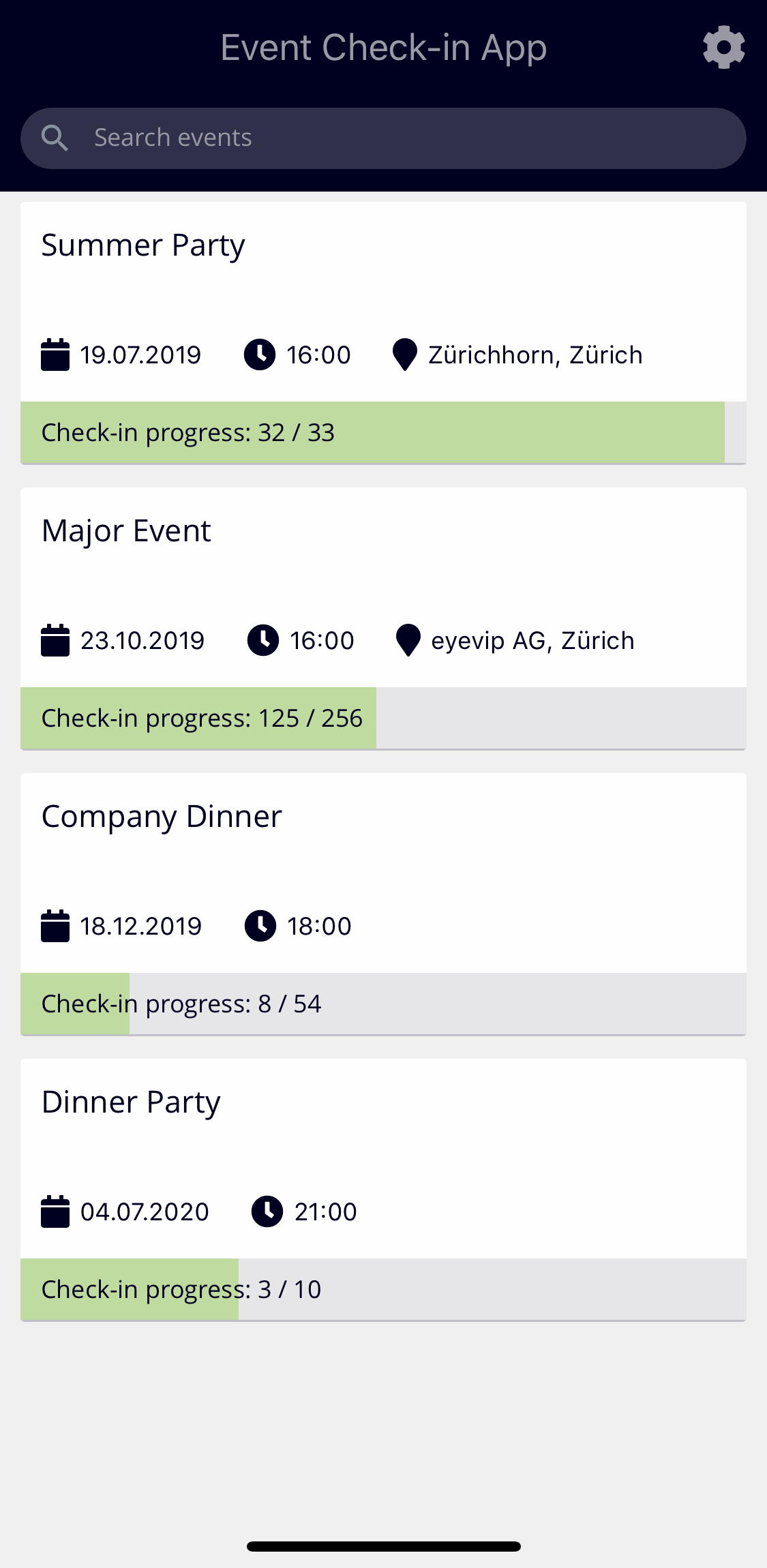 eyevip Check-in-App Screenshot