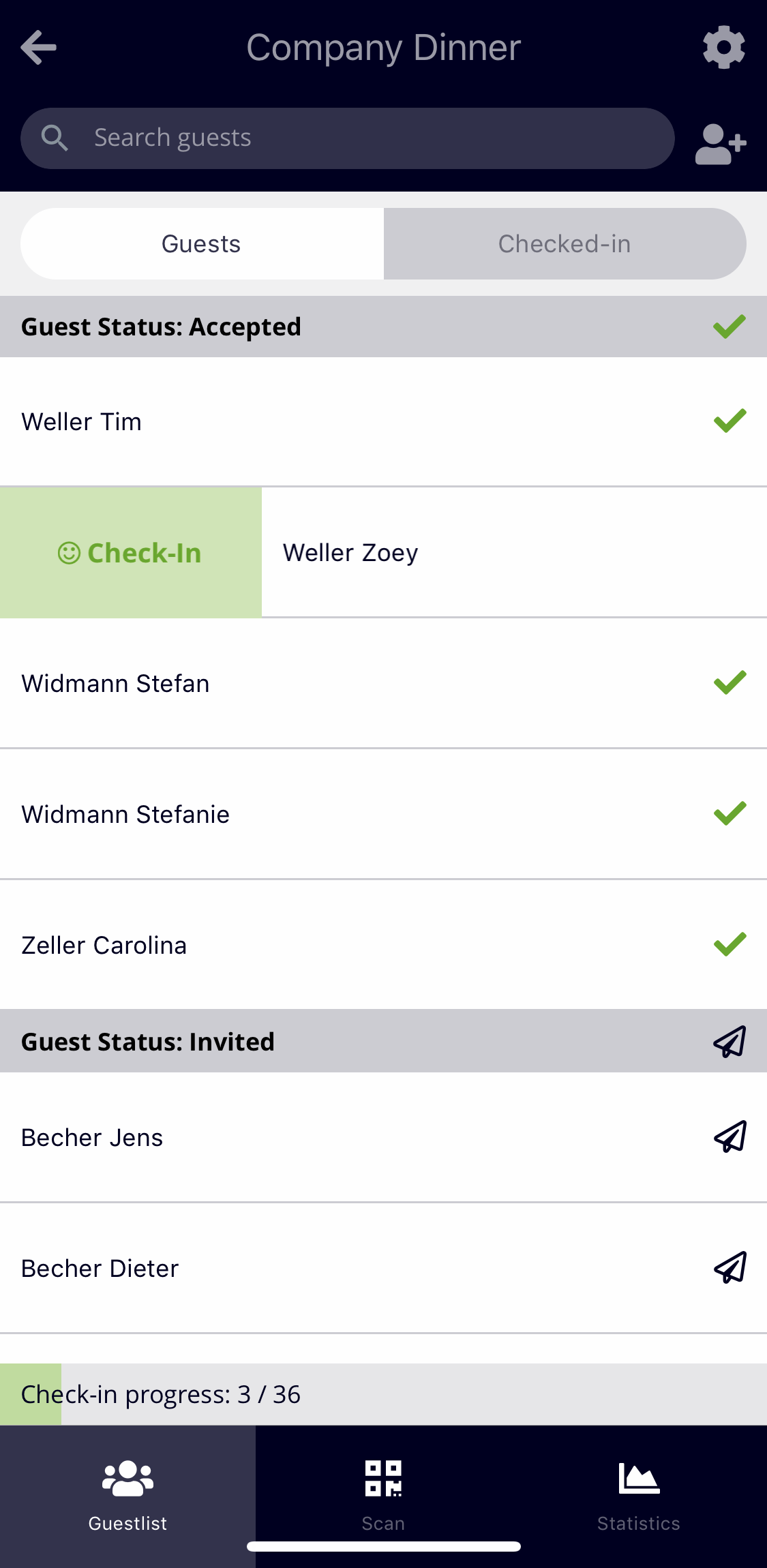 eyevip Check-in-App Screenshot